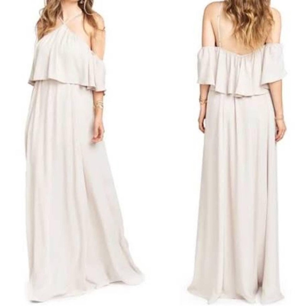 Show me your‎ Mumu SZ XXL lav. gray Rebecca ruffle show me the ring maxi dress